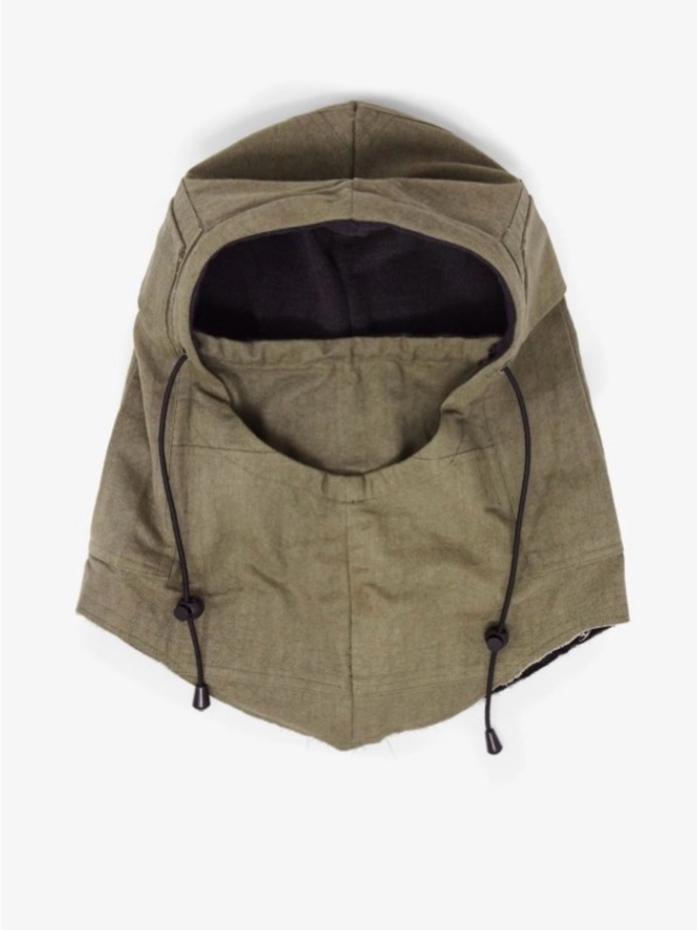 MNML Olive Hooded Face Mask with Black Drawstrings
